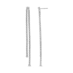 DIAMOND CLOSEOUT! .48ct G SI 14K White Gold Diamond Double Chain Dangling Drop Earrings