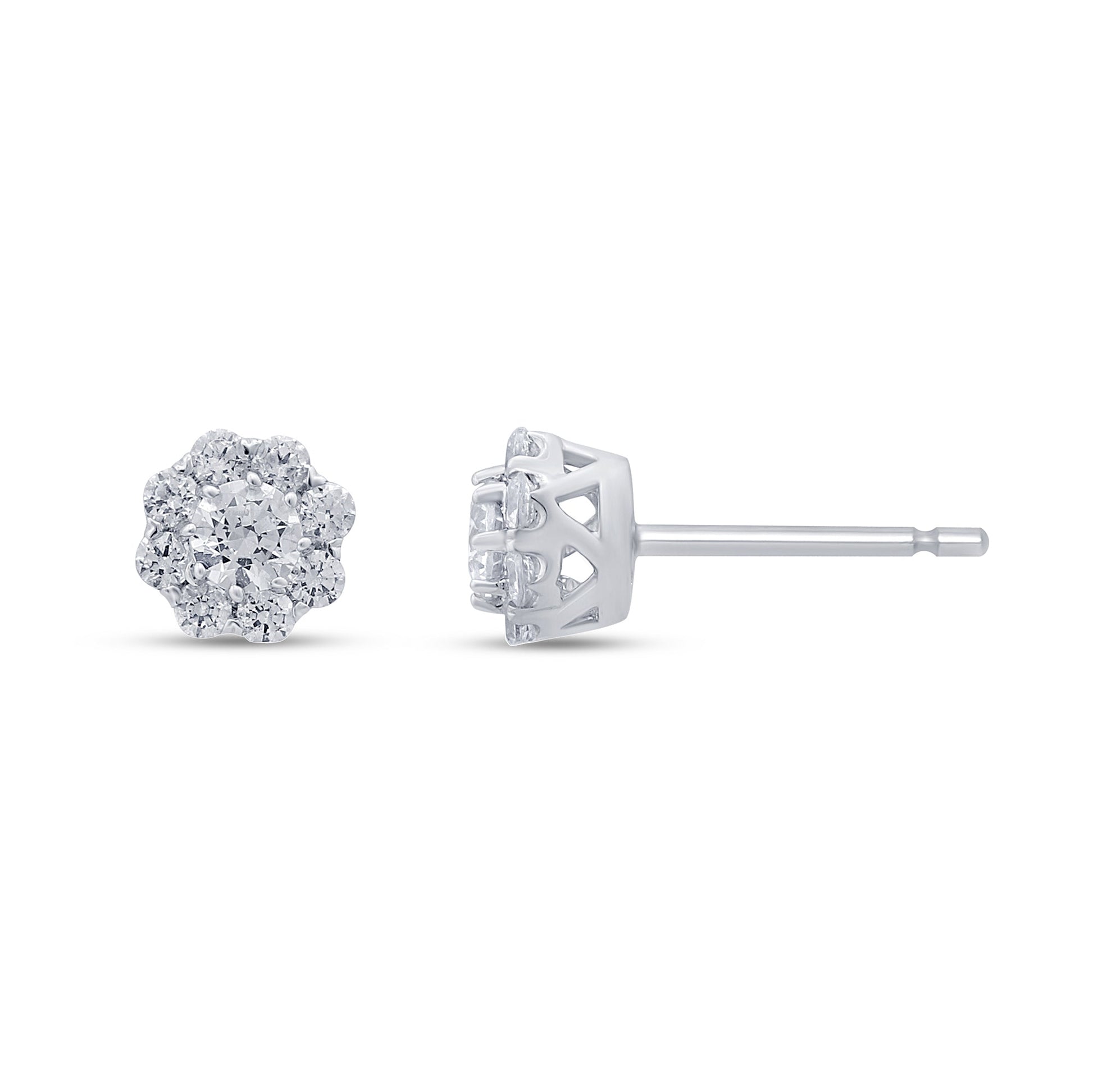 SPECIAL! .48ct G SI 14K White Gold Diamond Flower Earrings Screw Backings