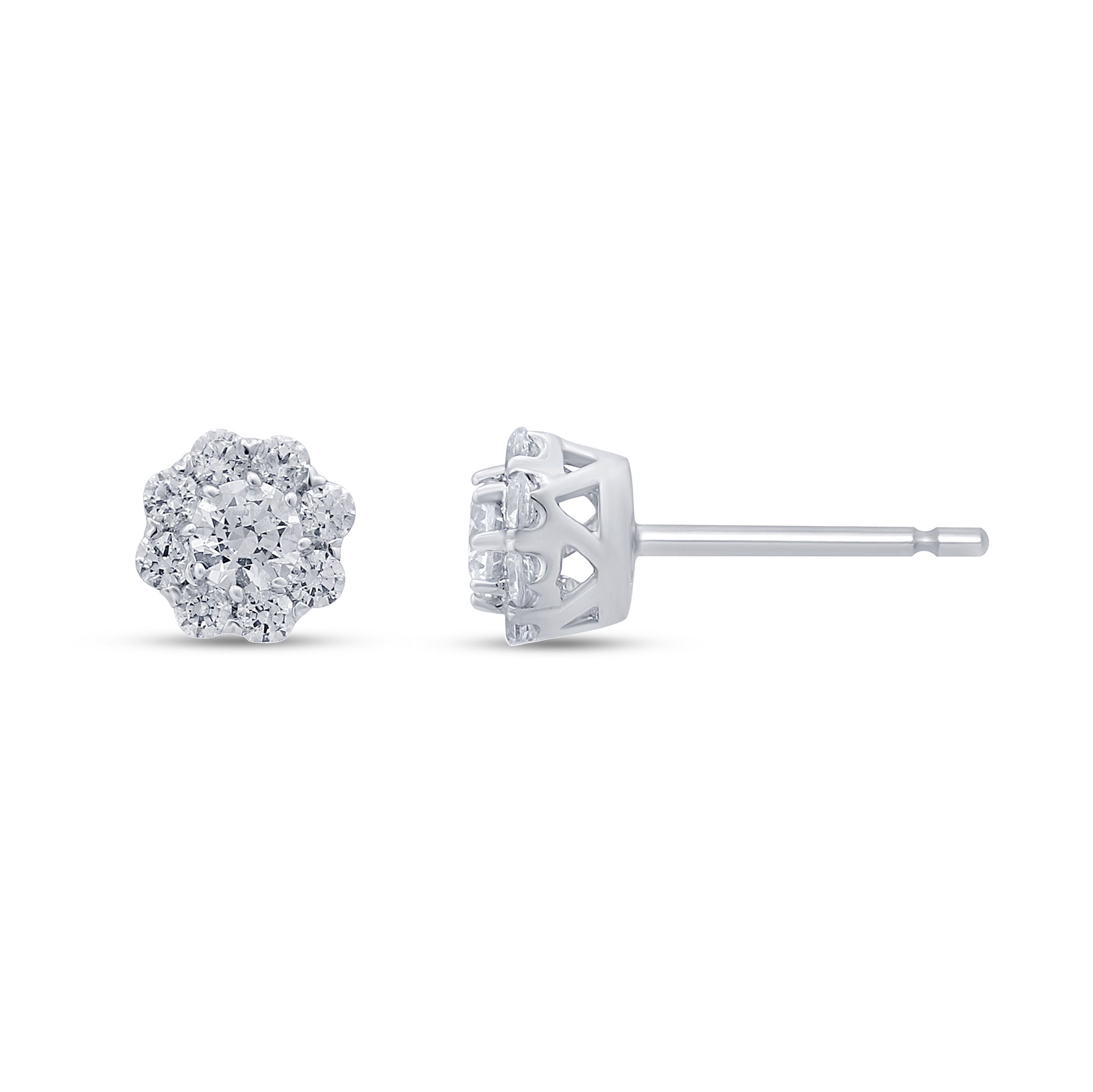SPECIAL! .48ct G SI 14K White Gold Diamond Flower Earrings Screw Backings