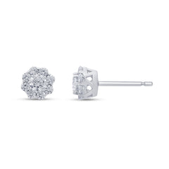 SPECIAL! .48ct G SI 14K White Gold Diamond Flower Earrings Screw Backings