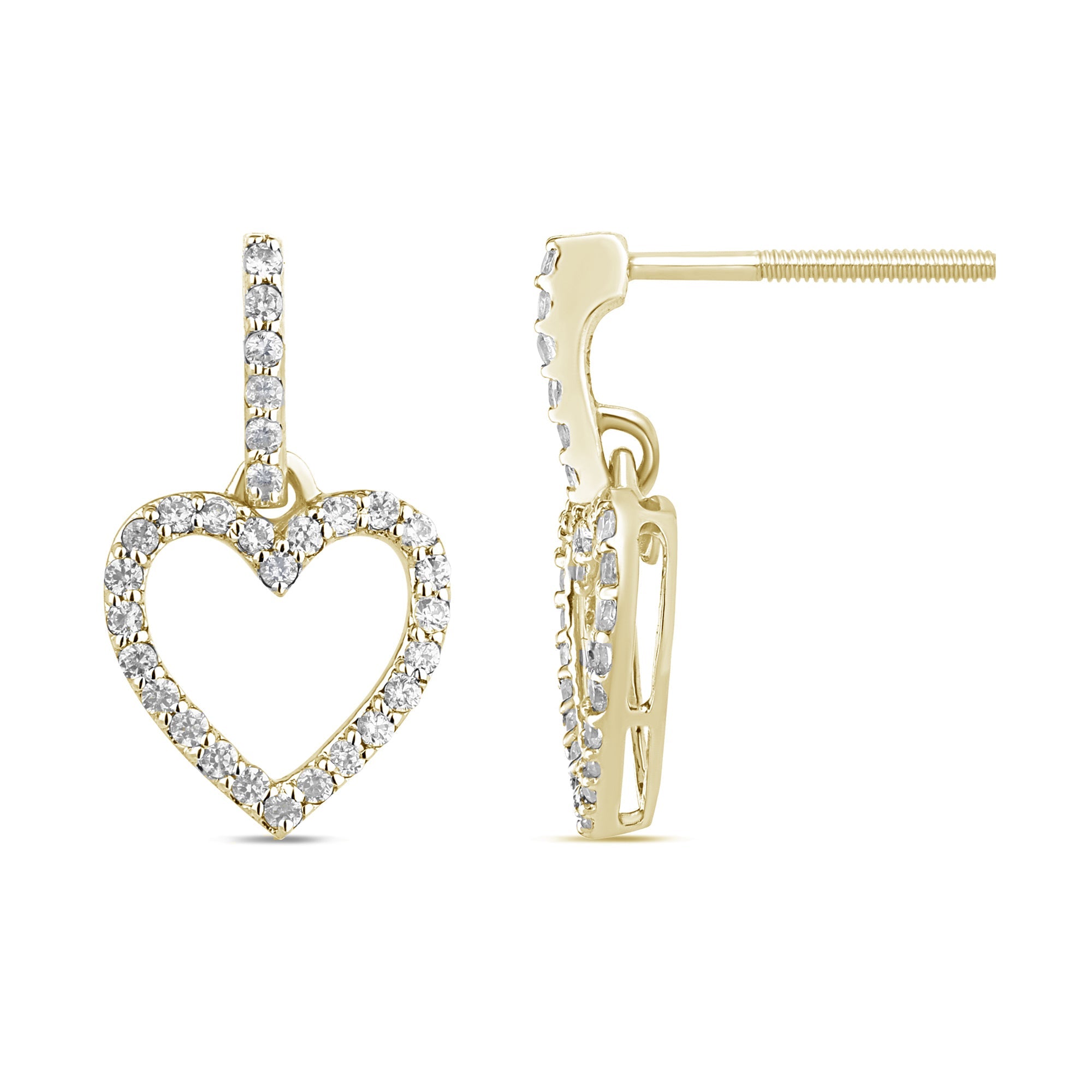 SPECIAL! .26ct G SI 14K Yellow Gold Diamond Dangling Heart Earrings