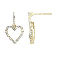 SPECIAL! .26ct G SI 14K Yellow Gold Diamond Dangling Heart Earrings