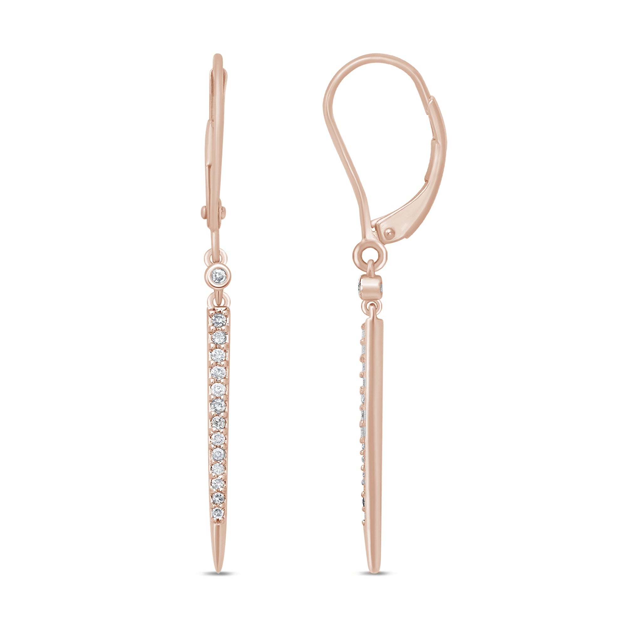 DIAMOND CLOSEOUT! .17ct 14k Rose Gold Diamond Drop Earrings