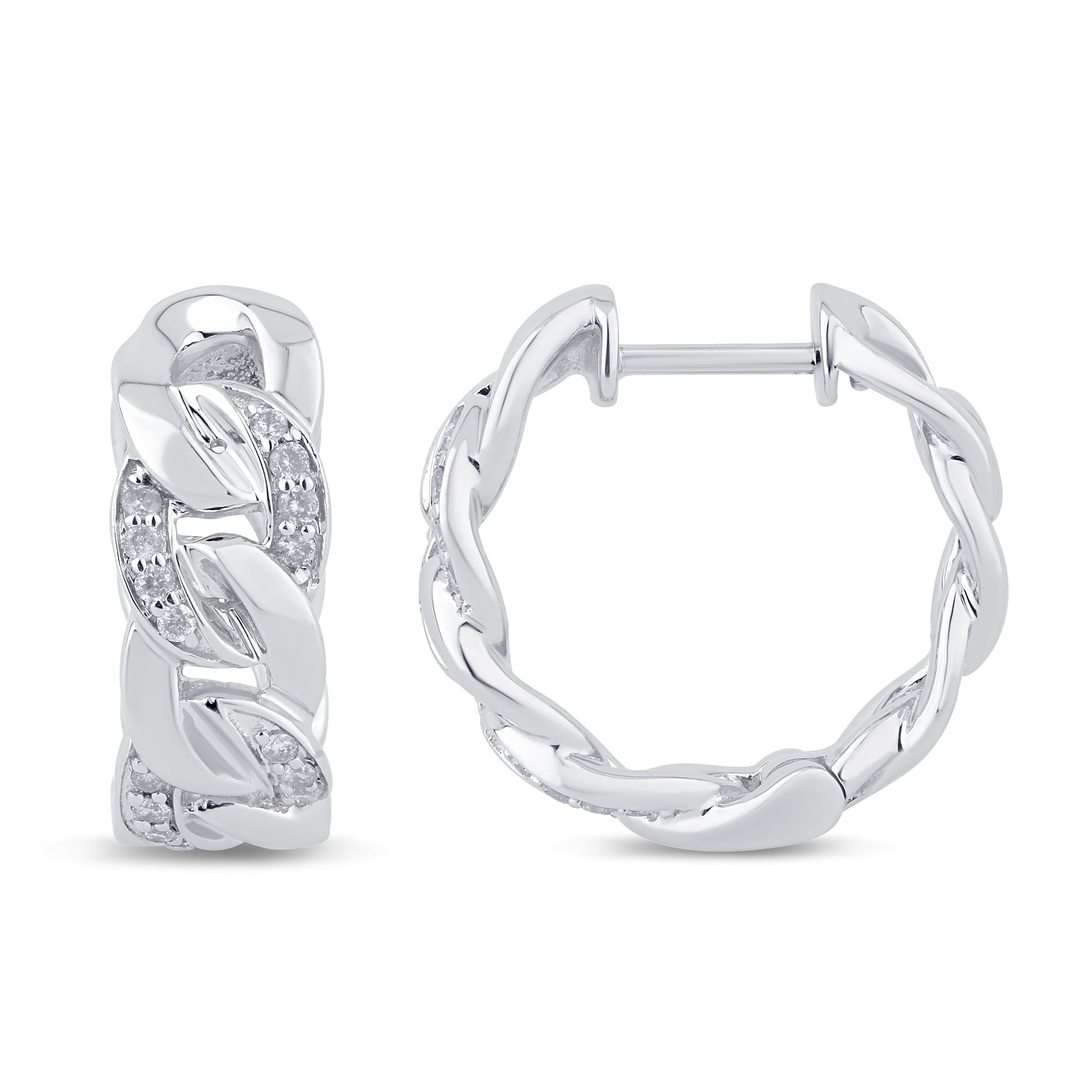 SPECIAL! .16ct G SI 14K White Gold Diamond Cuban Hoop Earrings