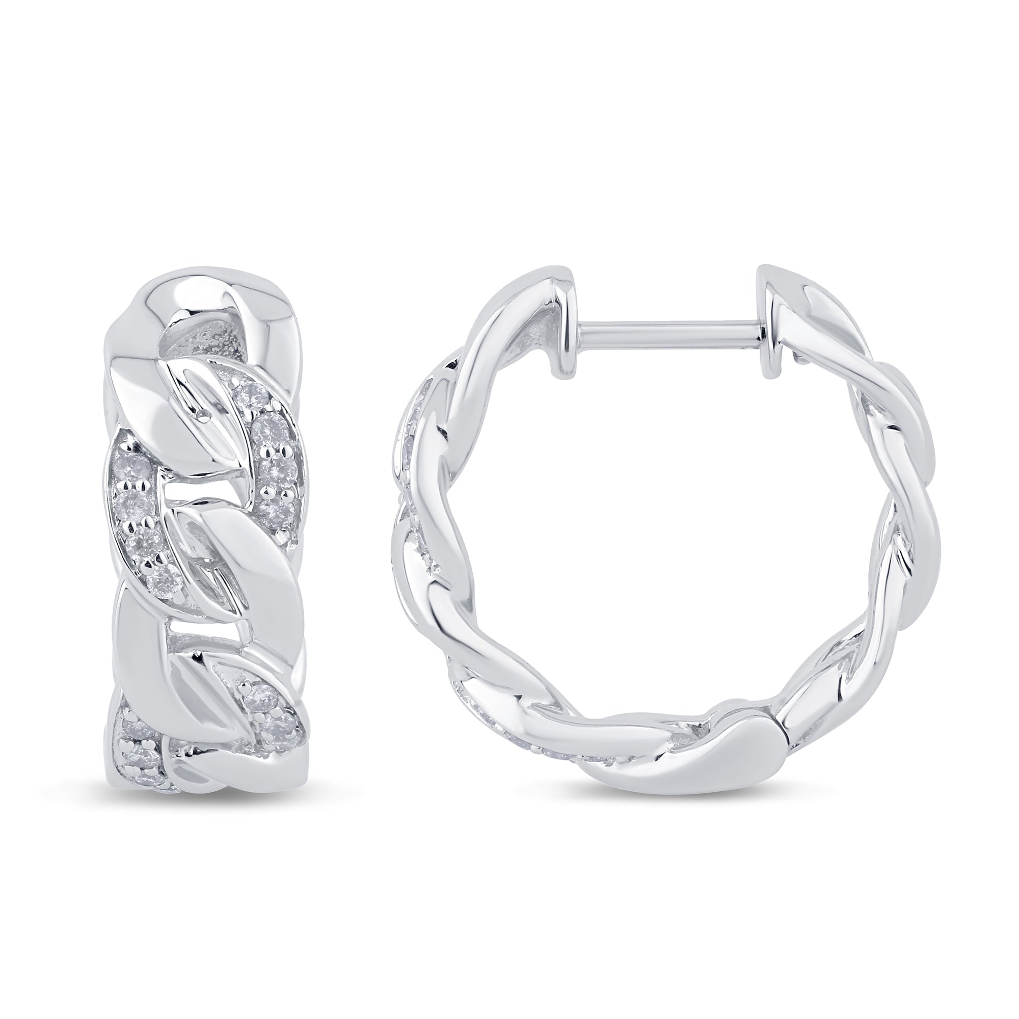 SPECIAL! .16ct G SI 14K White Gold Diamond Cuban Hoop Earrings