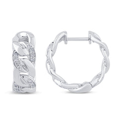 SPECIAL! .16ct G SI 14K White Gold Diamond Cuban Hoop Earrings