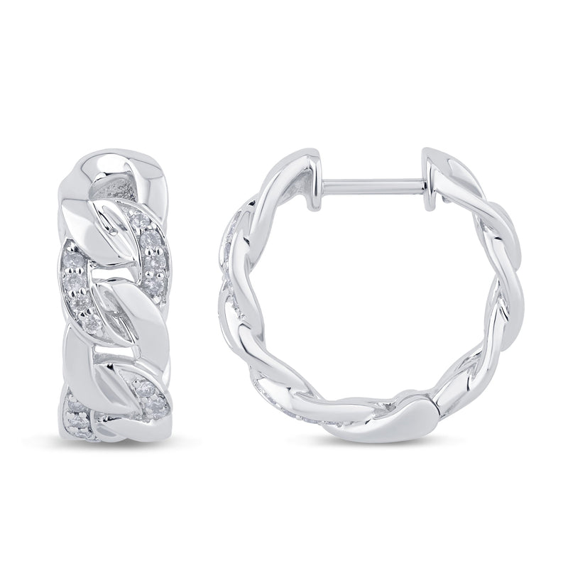 SPECIAL! .16ct G SI 14K White Gold Diamond Cuban Hoop Earrings