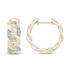 SPECIAL! .14ct G SI 14K Yellow Gold Diamond Cuban Hoop Earrings