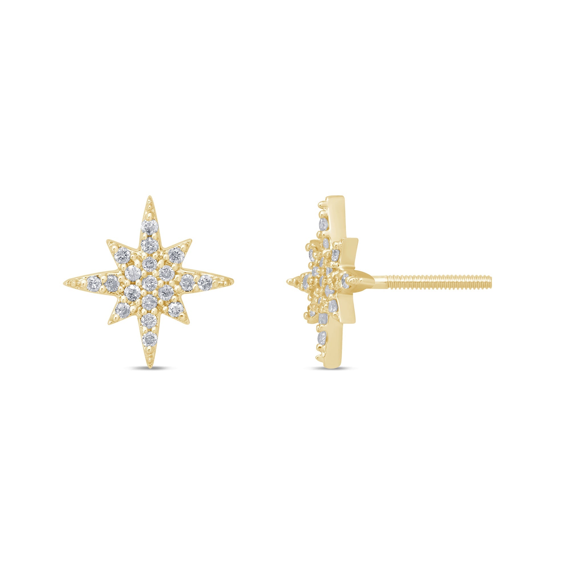 DIAMOND CLOSEOUT!  .18ct 14k Yellow Gold Diamond Trendy Starburst Earrings