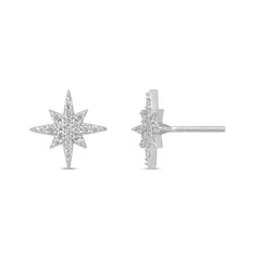 DIAMOND CLOSEOUT! .17ct 14k White Gold Diamond Trendy Starburst Earrings