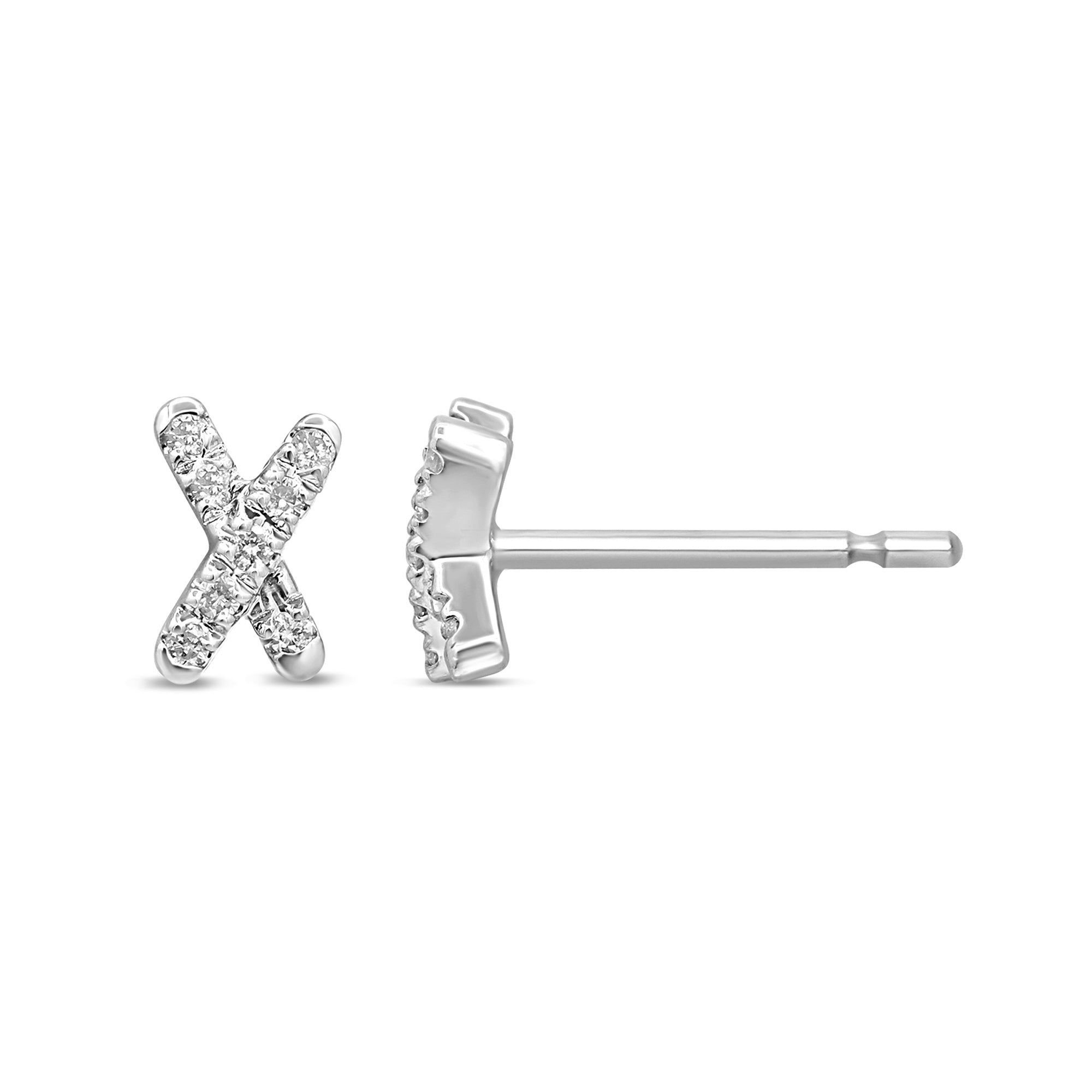 DIAMOND CLOSEOUT! .07ct G SI 10KT White Gold Diamond Criss Cross Stud Earring