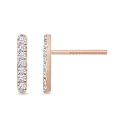 DIAMOND CLOSEOUT! .11ct 14k Rose Gold Diamond Line Modern Screw Back Earrings