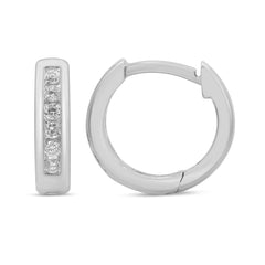 DIAMOND CLOSEOUT! .11ct G SI 10K White Gold Diamond Hoop Earrings