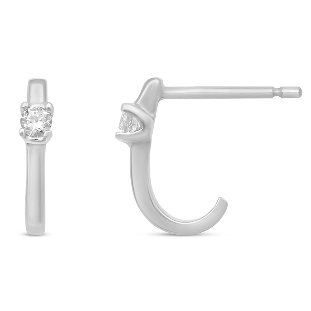 DIAMOND CLOSEOUT! .10ct G SI 10K White Gold Diamond J-Hoop Earrings
