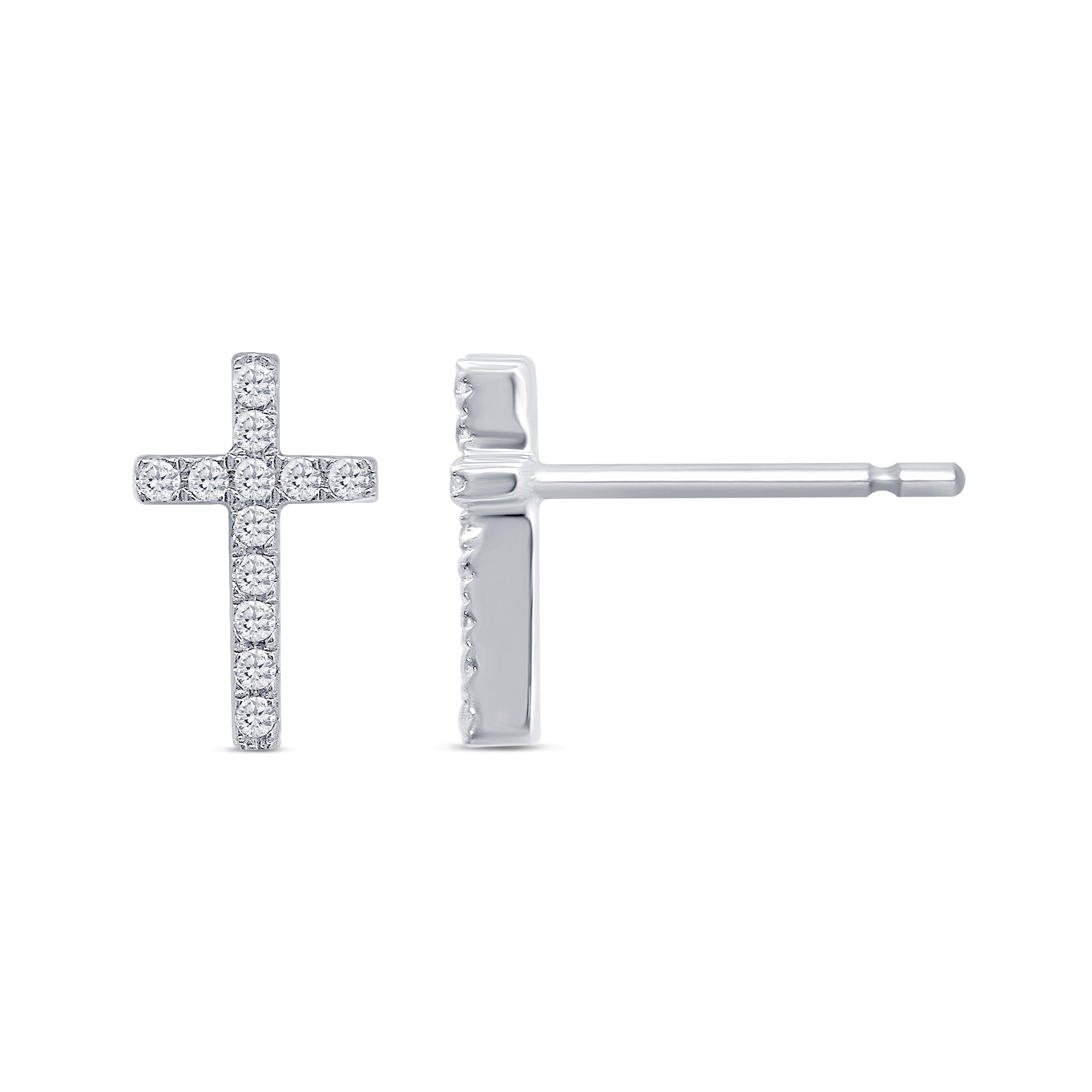 DIAMOND CLOSEOUT! .11ct G SI 10K White Gold Diamond Diamond Cross Earrings