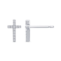 DIAMOND CLOSEOUT! .11ct G SI 10K White Gold Diamond Diamond Cross Earrings