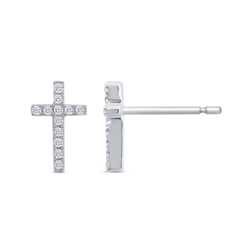 DIAMOND CLOSEOUT! .11ct G SI 10K White Gold Diamond Diamond Cross Earrings