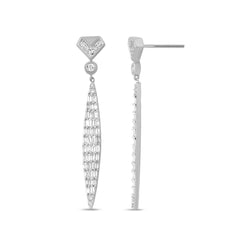 DIAMOND CLOSEOUT! .91ct G SI 14K White Gold Round & Baguette Diamond Drop Earrings