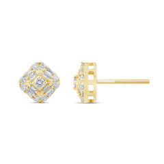 SPECIAL! .29ct G SI 14K Yellow GoldDiamond Square Shaped Earrings  Screw Back