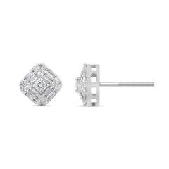 SPECIAL! .30ct G SI 14K White Gold Diamond Square Shaped Earrings  Screw Back