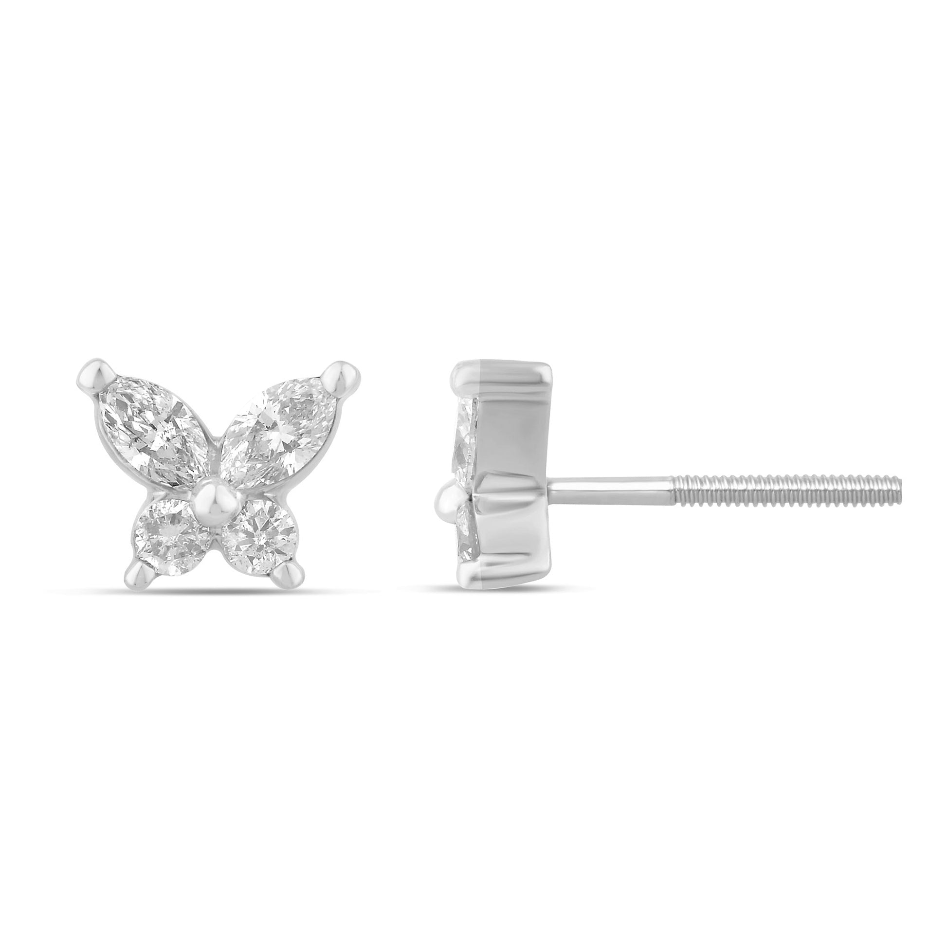 SPECIAL! .31ct G SI 14K White Gold Diamond Bunny Ears Style Earrings Screw Backings