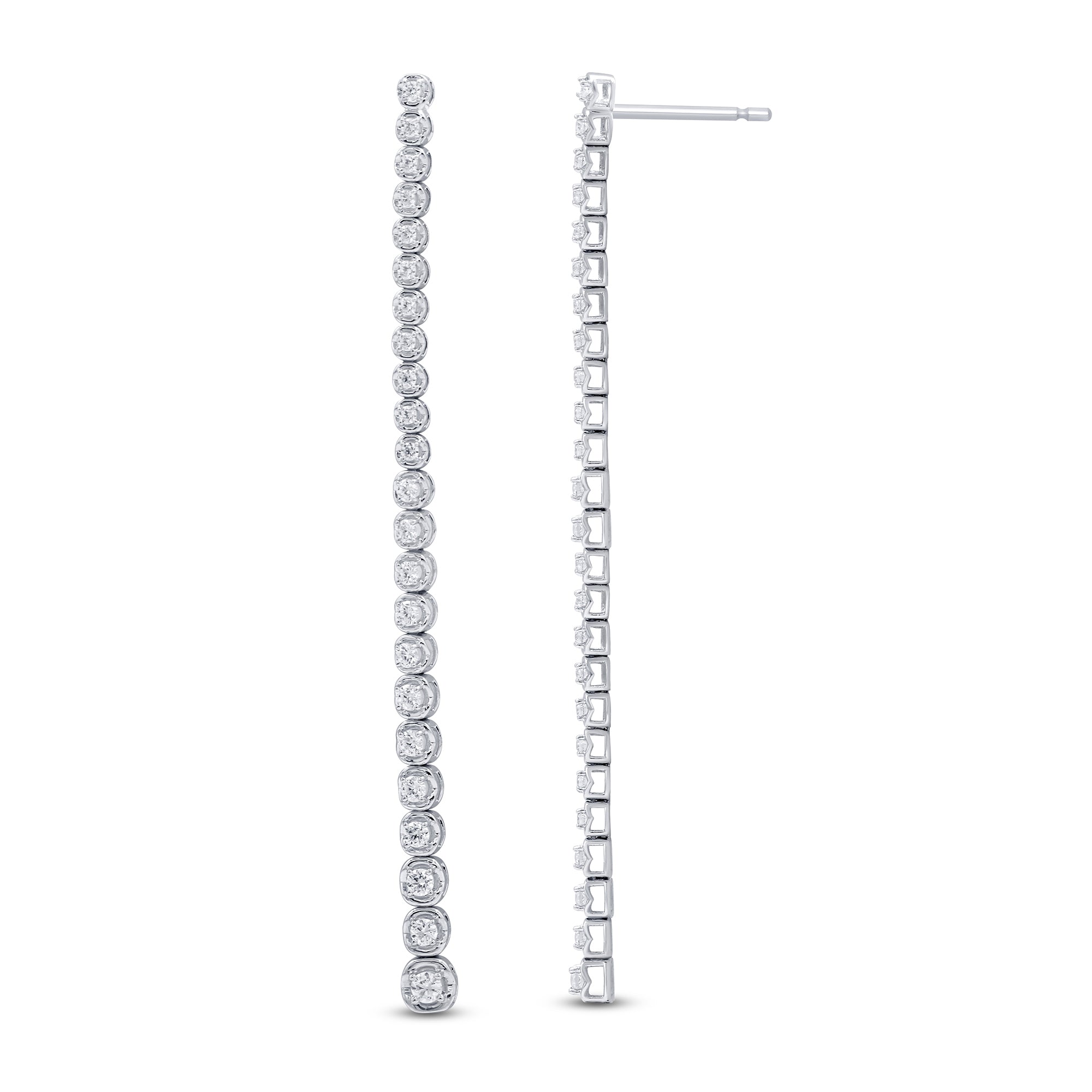 SPECIAL! .79ct G SI 14K White Gold Diamond Long Chain Dangle Drop Earrings