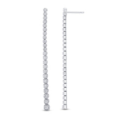 SPECIAL! .79ct G SI 14K White Gold Diamond Long Chain Dangle Drop Earrings