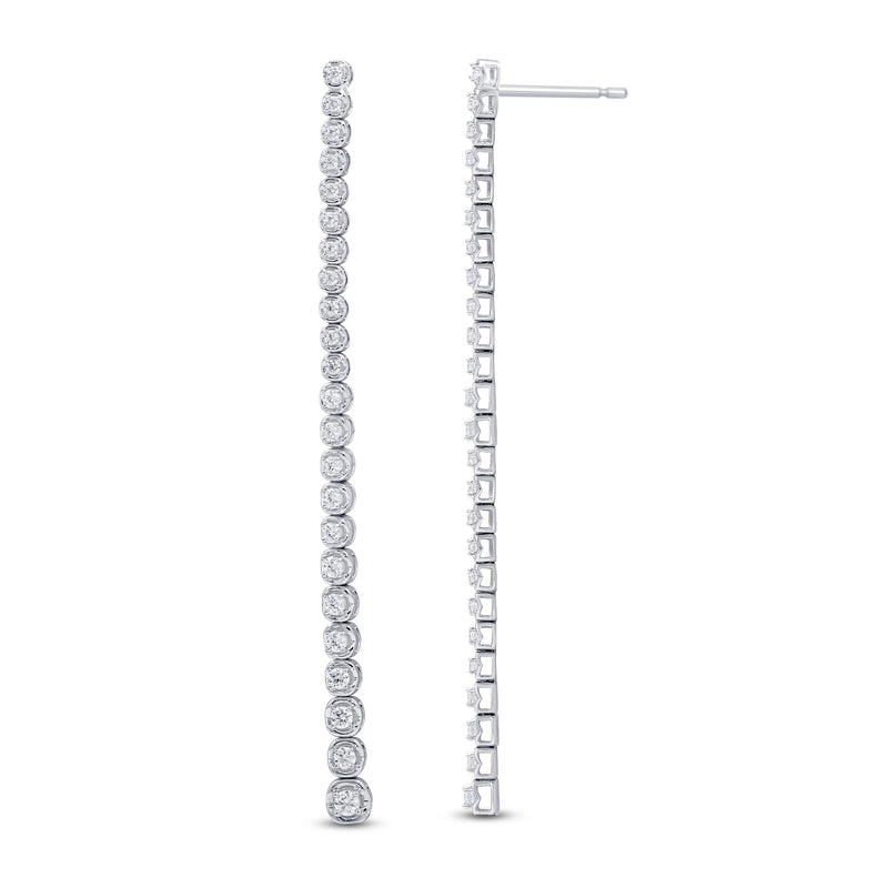 SPECIAL! .79ct G SI 14K White Gold Diamond Long Chain Dangle Drop Earrings