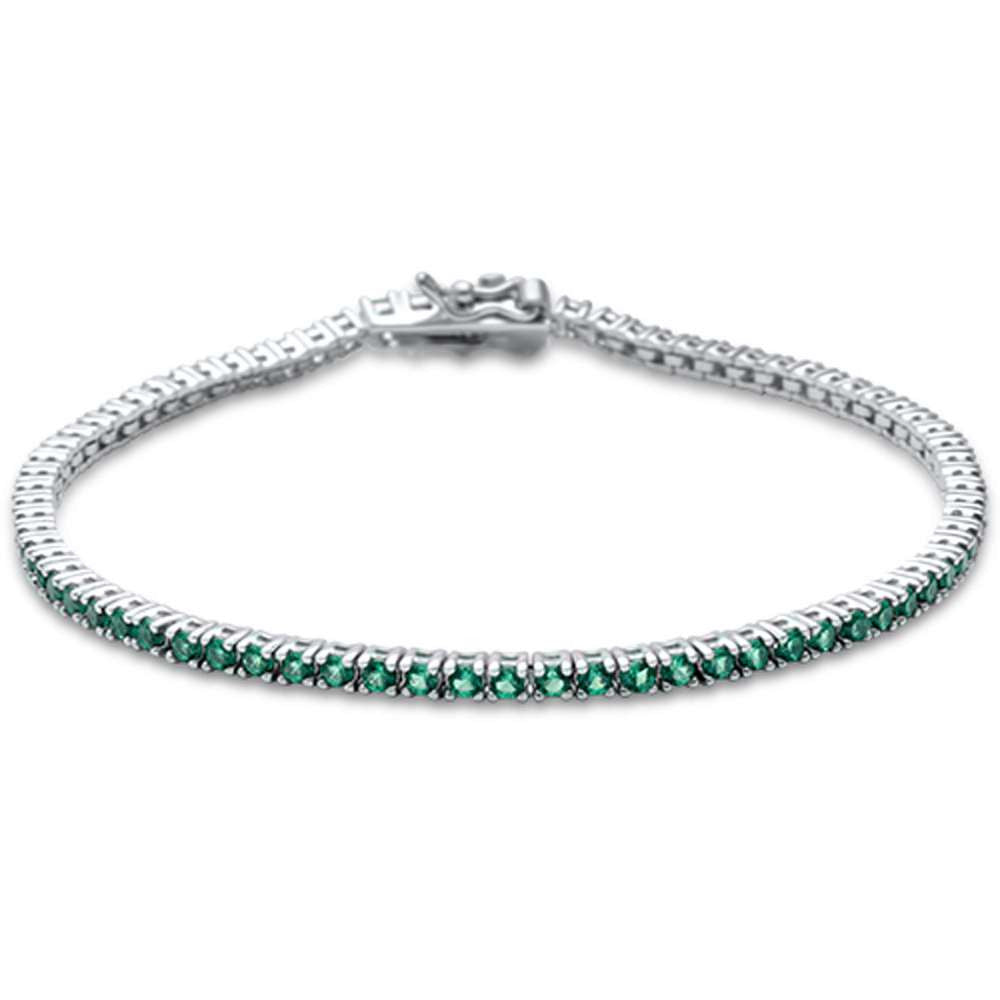 SPECIAL! 1.21ct 14K White Gold Natural Emerald Tennis Bracelet 7"