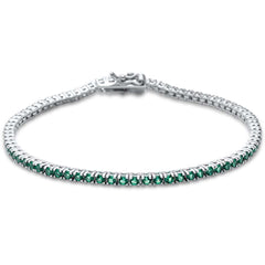 SPECIAL! 1.21ct 14K White Gold Natural Emerald Tennis Bracelet 7"