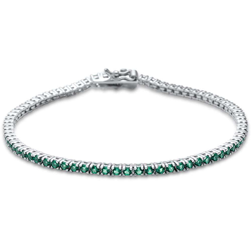 SPECIAL! 1.21ct 14K White Gold Natural Emerald Tennis Bracelet 7"