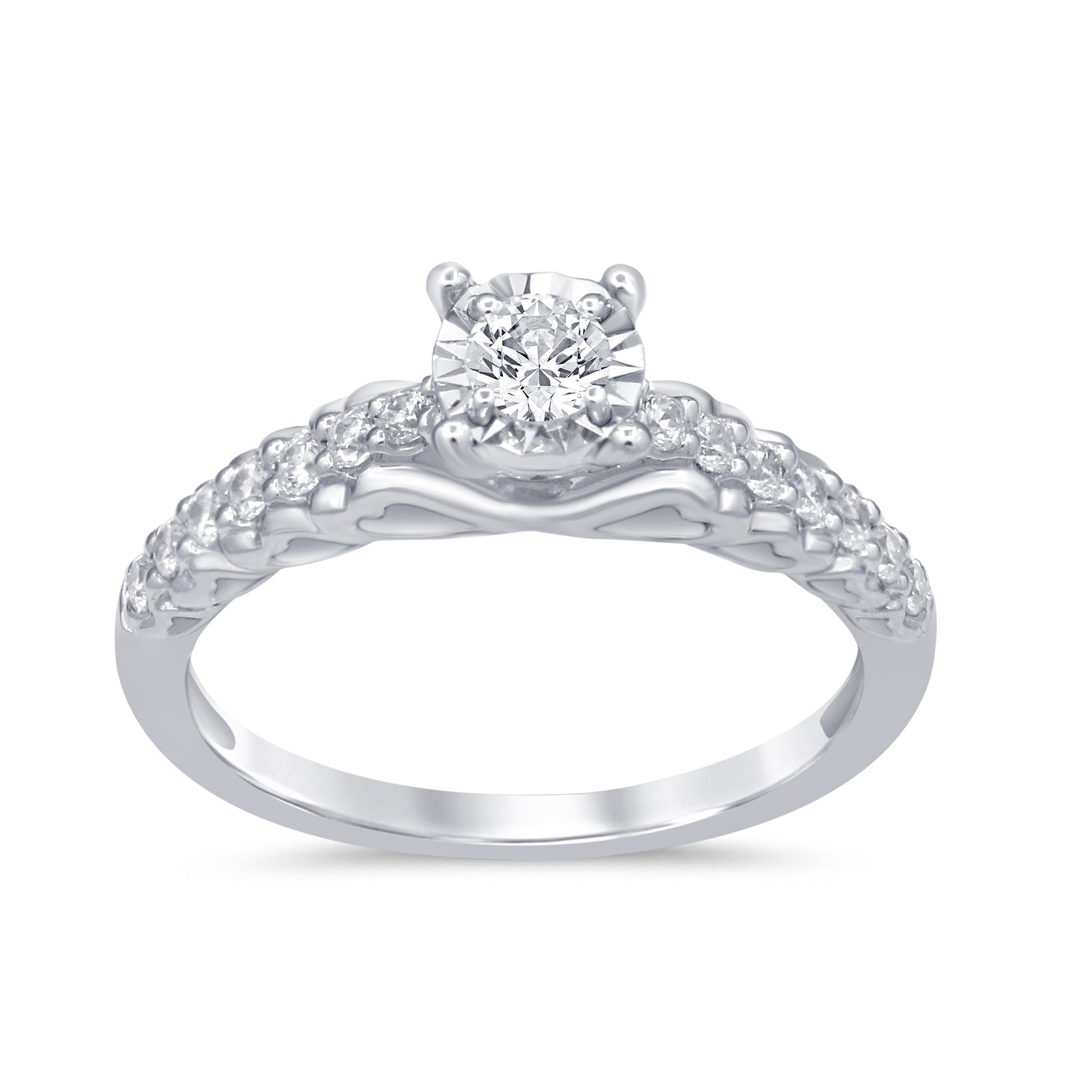DIAMOND CLOSEOUT! .41cts 14k White gold Diamond Engagement Promise Ring Size 6.5