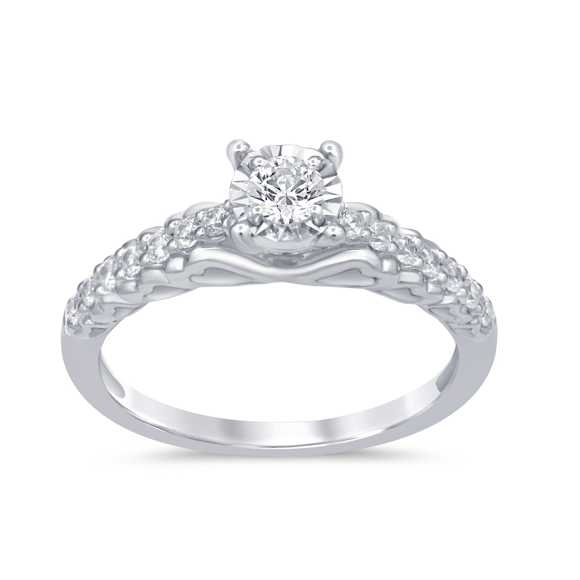 DIAMOND CLOSEOUT! .41cts 14k White gold Diamond Engagement Promise Ring Size 6.5