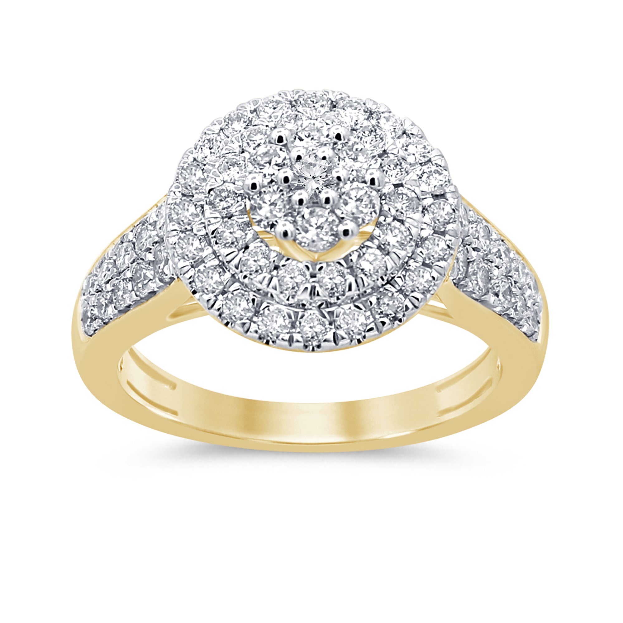 DIAMOND  CLOSEOUT!  1.06ct 10k Yellow Gold Diamond Cluster Cocktail Engagement Ring Size 6.5