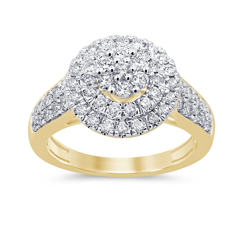 DIAMOND  CLOSEOUT!  1.06ct 10k Yellow Gold Diamond Cluster Cocktail Engagement Ring Size 6.5