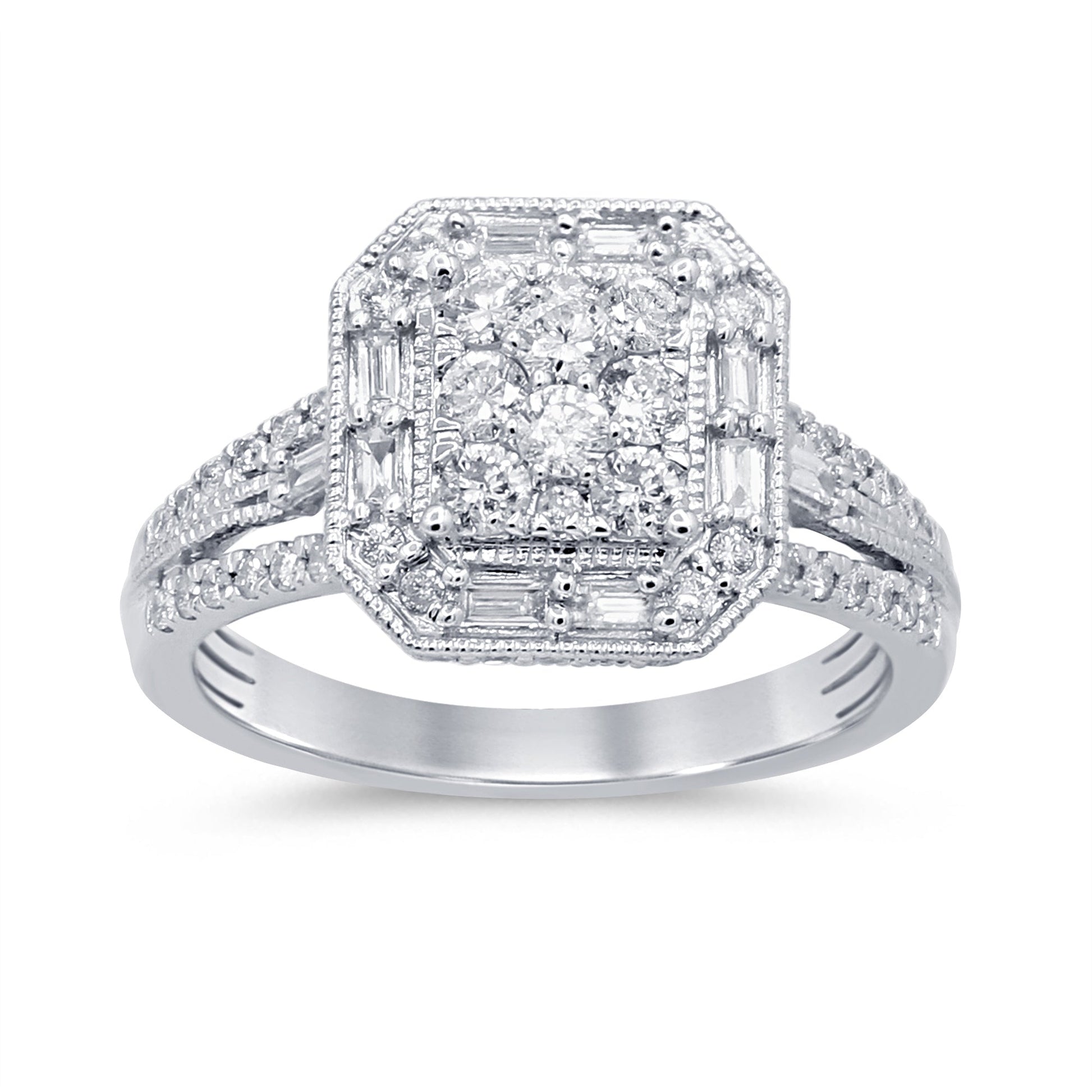 DIAMOND CLOSEOUT! 1.01ct 14k White Gold Square Shape Diamond Engagement Ring Size 6.5