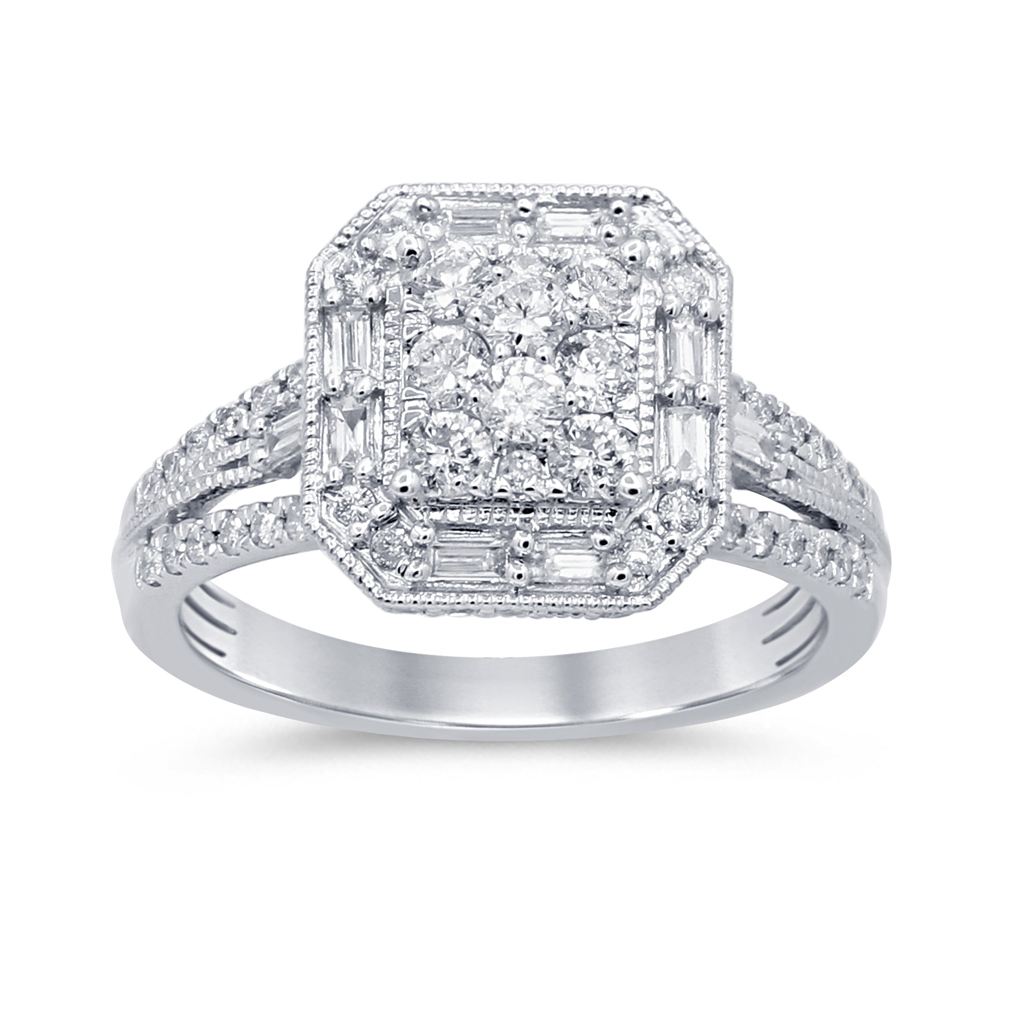 DIAMOND CLOSEOUT! 1.01ct 14k White Gold Square Shape Diamond Engagement Ring Size 6.5