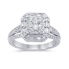 DIAMOND CLOSEOUT! 1.01ct 14k White Gold Square Shape Diamond Engagement Ring Size 6.5