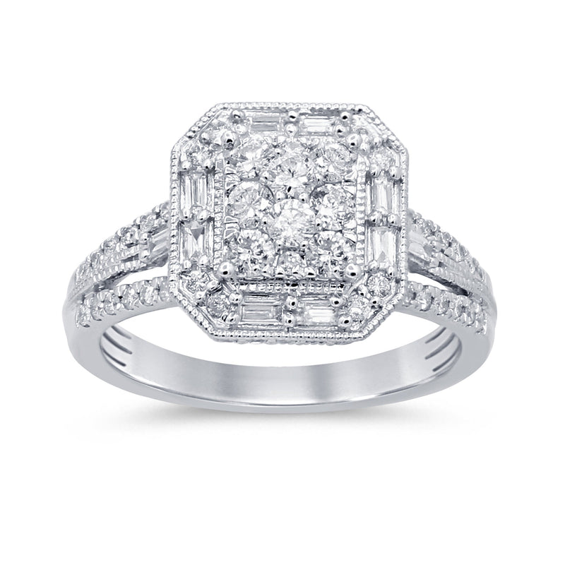DIAMOND CLOSEOUT! 1.01ct 14k White Gold Square Shape Diamond Engagement Ring Size 6.5