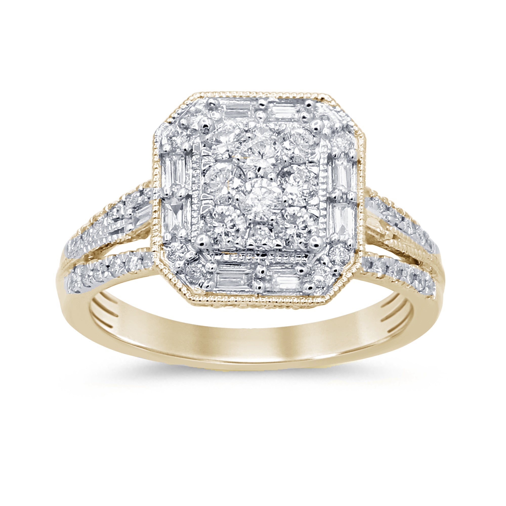 SPECIAL! 1.00ct F SI 14K Yellow Gold Square Diamond Engagement Ring Size 6.5