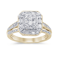 SPECIAL! 1.00ct F SI 14K Yellow Gold Square Diamond Engagement Ring Size 6.5