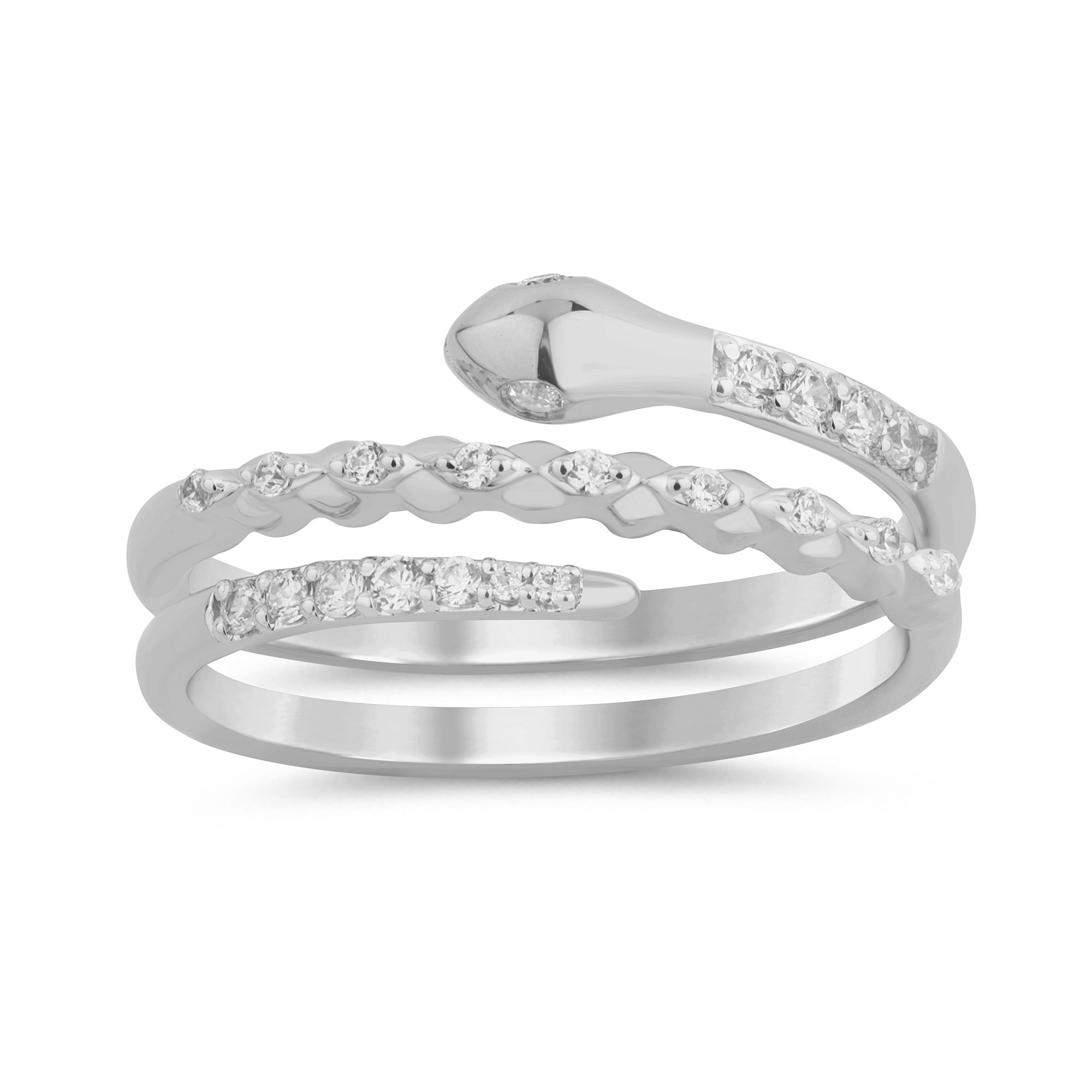 SPECIAL!.20ct G SI 14K White Gold Diamond Snake Wrap Around Band Ring Size 6.5