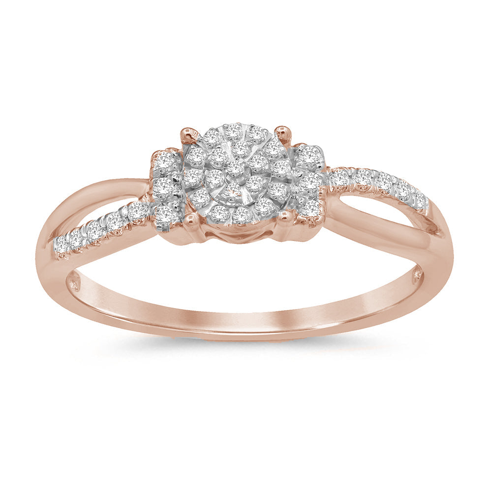 DIAMOND CLOSEOUT! .2ct 14KT Rose Gold Diamond Engagement Wedding Ring Size 6.5