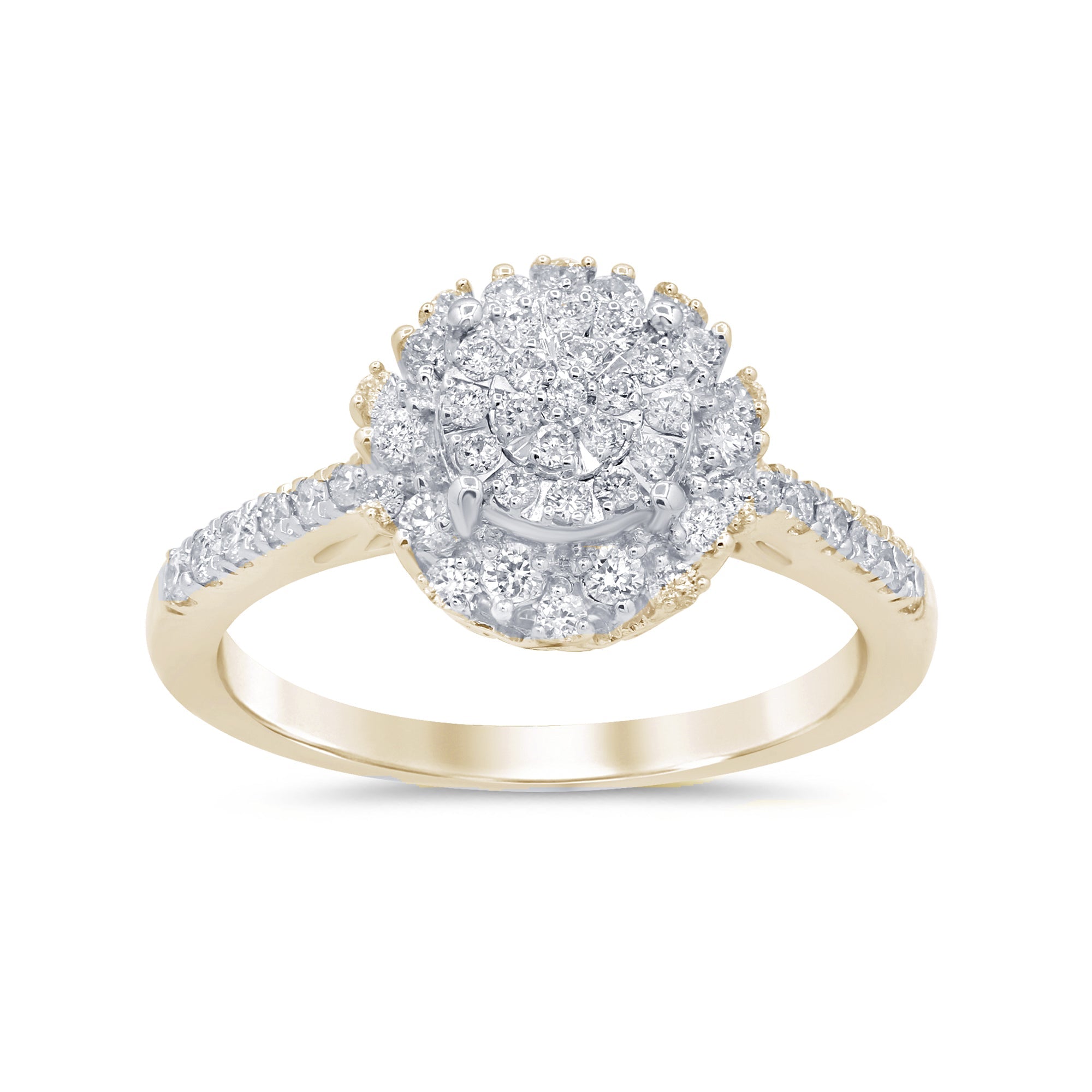 DIAMOND CLOSEOUT!  .50ct 14KT Yellow Gold Round Solitaire Cluster Diamond Ring Size 6.5