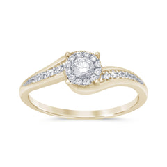 DIAMOND CLOSEOUT! .17ct 14KT Yellow Gold Round Diamond Solitaire Cluster Ring Size 6.5