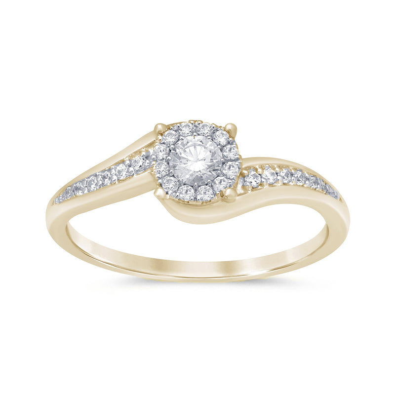 DIAMOND CLOSEOUT! .17ct 14KT Yellow Gold Round Diamond Solitaire Cluster Ring Size 6.5