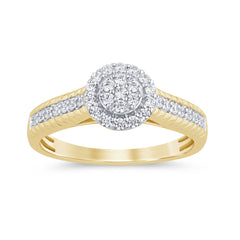 SPECIAL!.32ct G SI 14K Yellow Gold Diamond Flower Round Engagement Ring Size 6.5