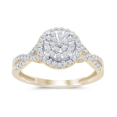 SPECIAL!.31ct 14k Yellow Gold Round Diamond Engagement Wedding Ring Size 6.5
