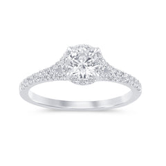 SPECIAL!.77ct G SI 14K White Gold Diamond Halo Solitaire Engagement Ring Size 6.5