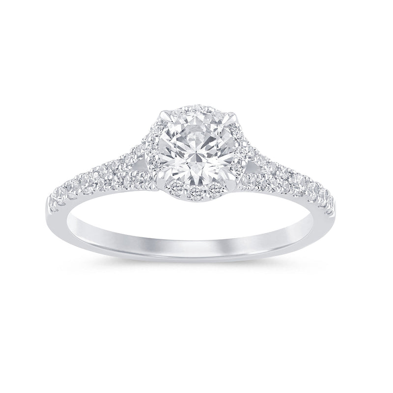 SPECIAL!.77ct G SI 14K White Gold Diamond Halo Solitaire Engagement Ring Size 6.5